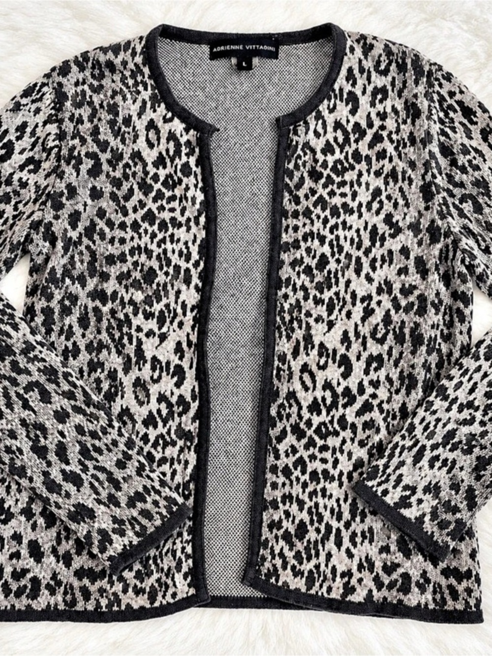 Adrienne Vittadini Animal Print Cardigan Size Large Like New